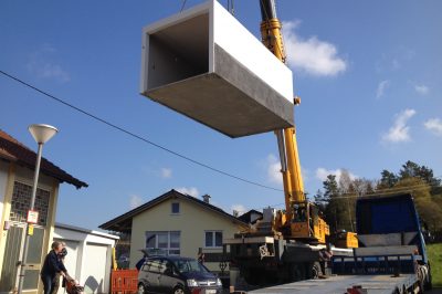 Garagenversetzung mit Kran